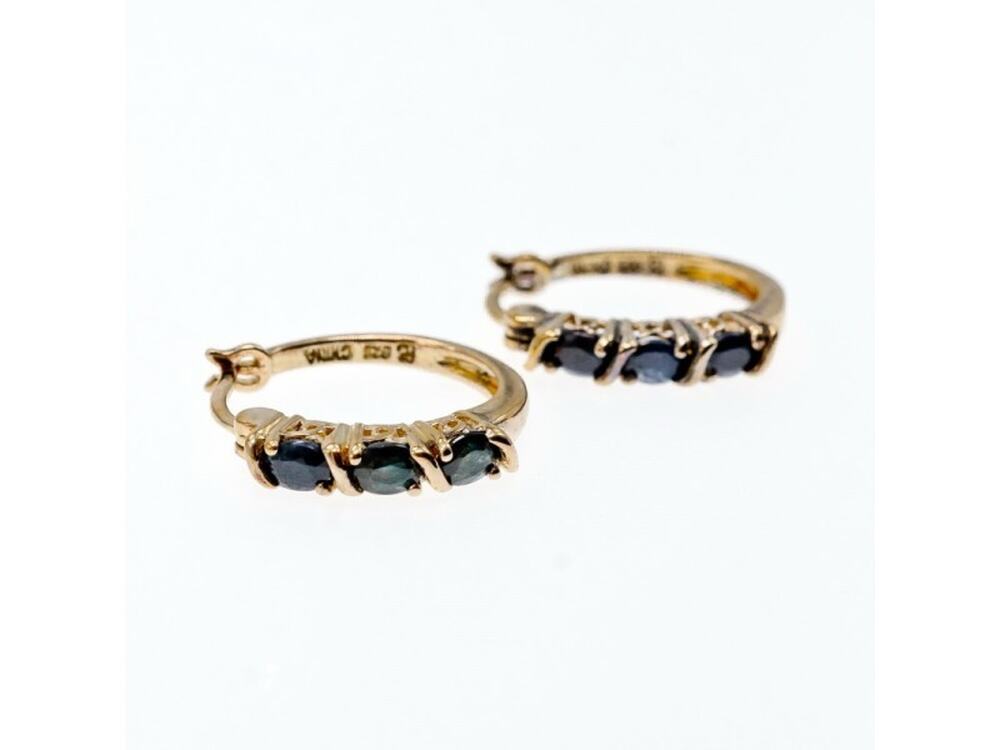 925 STERLING SILVER GOLD PLATED SAPPHIRES EARRINGS